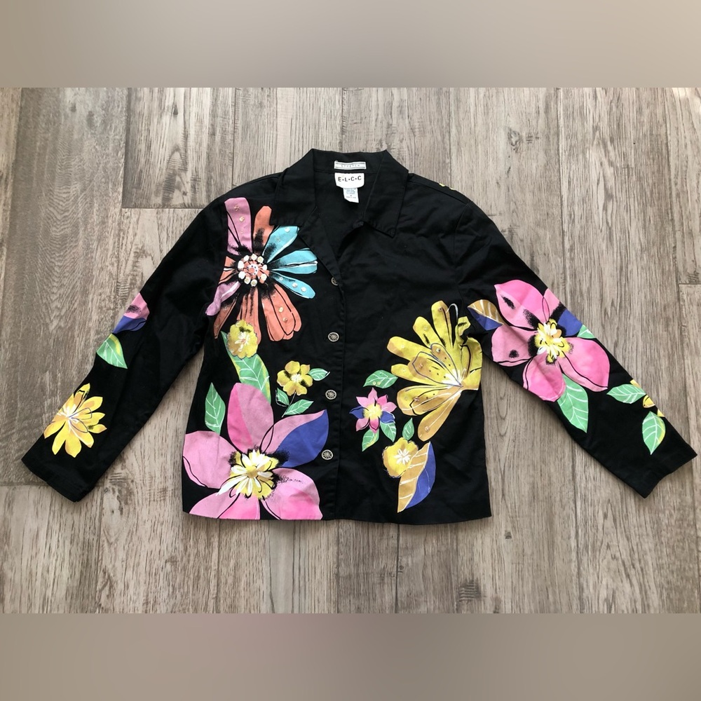 ELCC Vintage Women’s Floral Print Blazer/Jacket Size M